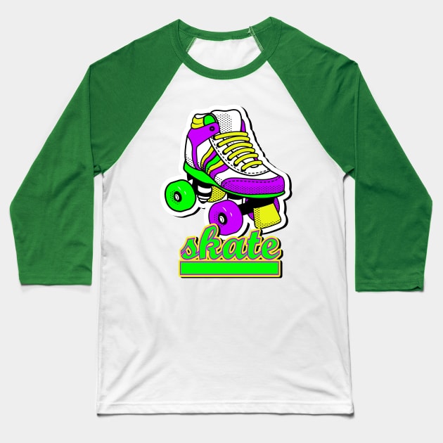 Retro  Roller Skate Baseball T-Shirt by AlondraHanley